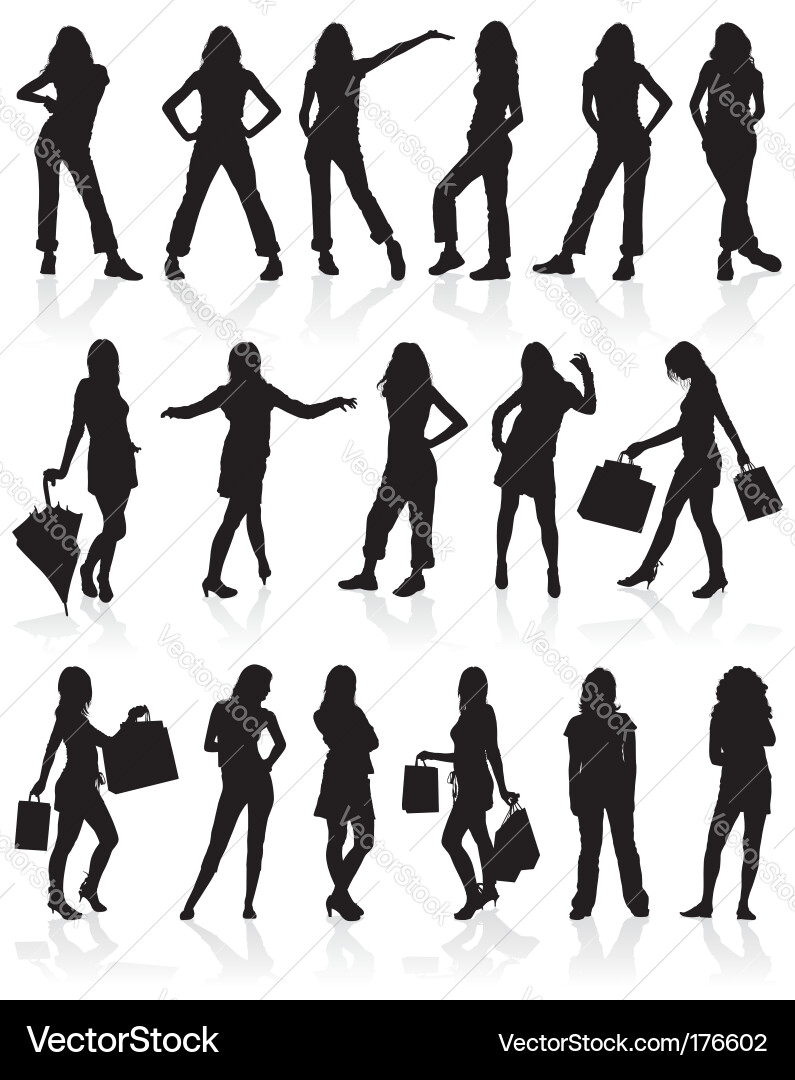 Girls in Silhouettes vector image