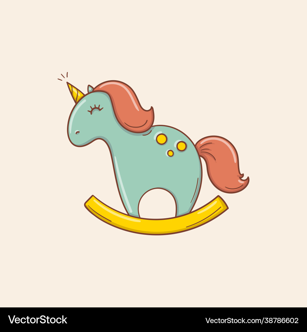 Hand drawn cute rocking horse unicorn on a white Hand drawn cute rocking horse unicorn on a white vector image