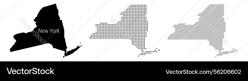 New york silhouette map and two patterns of dots New york silhouette map and two patterns of dots vector image