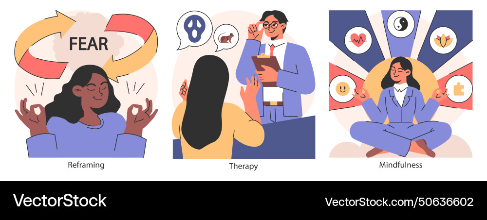 Overcoming fears set characters confronting vector image