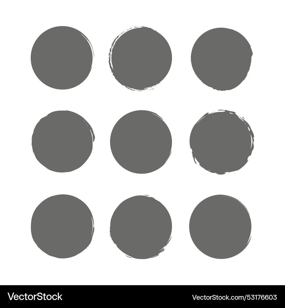 Brush circles in line art style round frame set Brush circles in line art style round frame set vector image