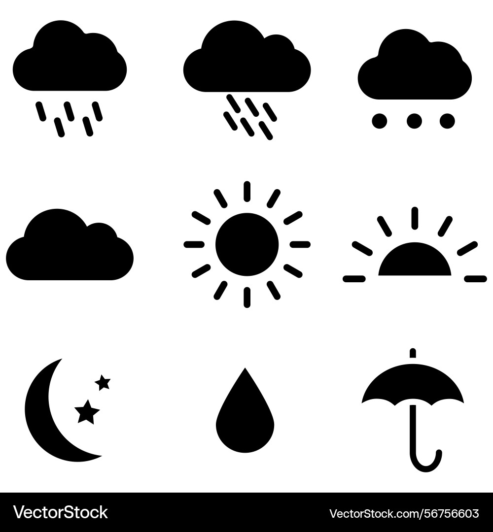 Clouds icons set of in different form Vector Image