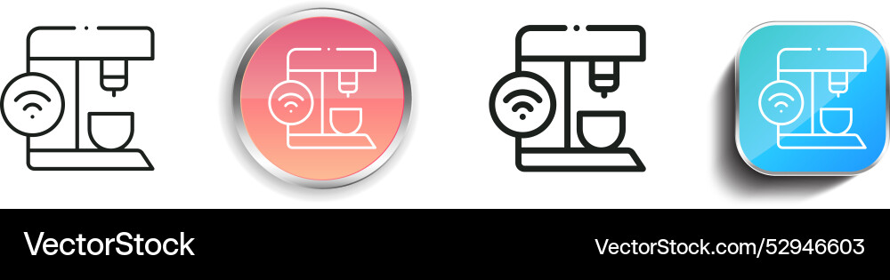 Coffee maker icon thin linear regular and button Coffee maker icon thin linear regular and button vector image