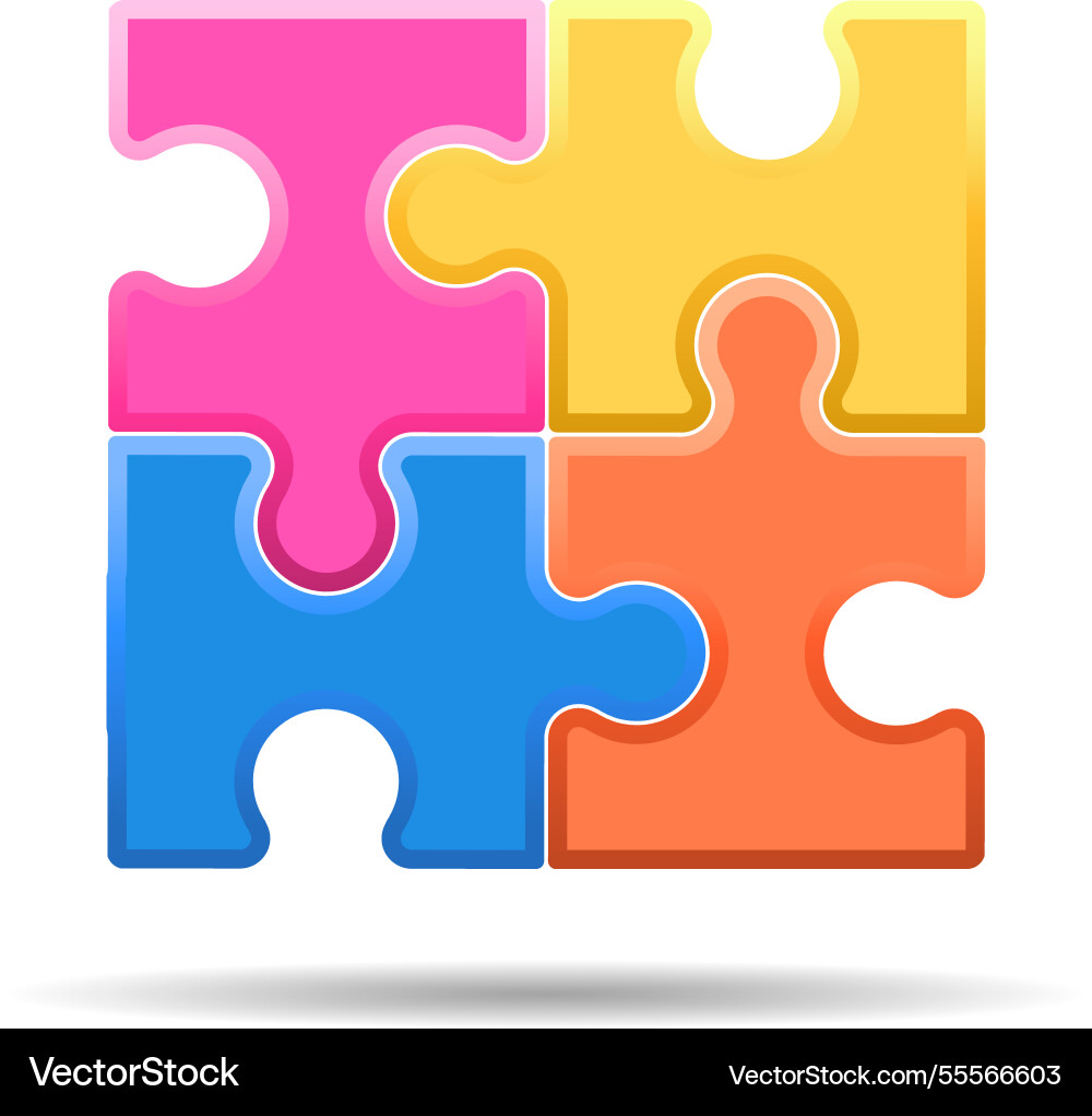 Colorful connected jigsaw pieces Colorful connected jigsaw pieces vector image