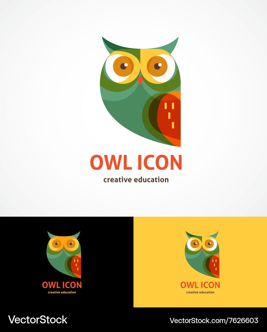 Colorful Owl Outline Icon Vector Image
