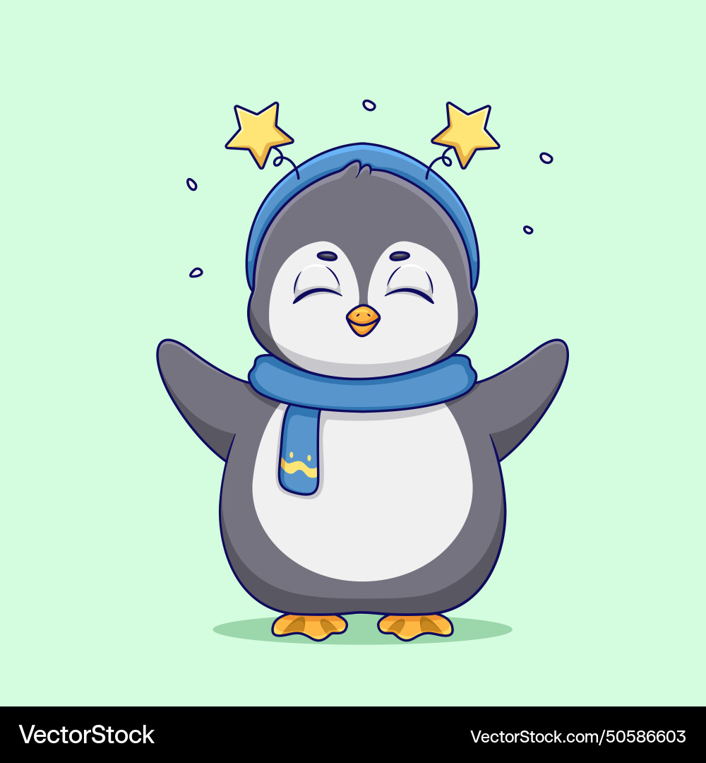 Cute penguin using a star headband Cute penguin using a star headband Vector Image