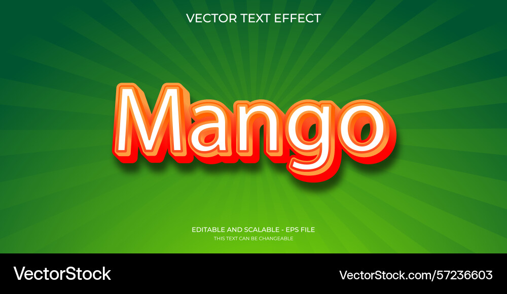 Mango 3d editable text effect style vector image