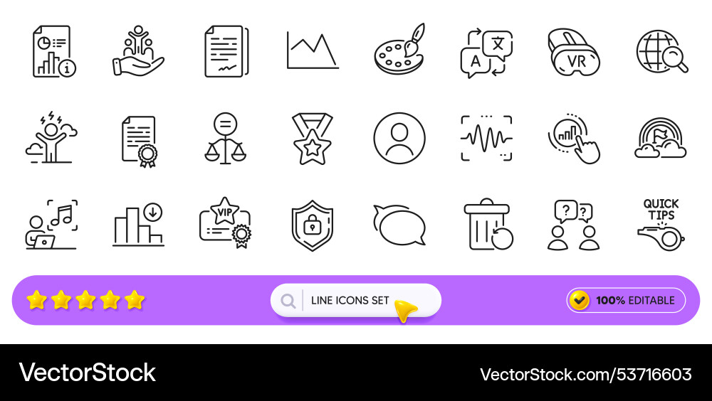 Music vr and talk bubble line icons for web app Music vr and talk bubble line icons for web app vector image