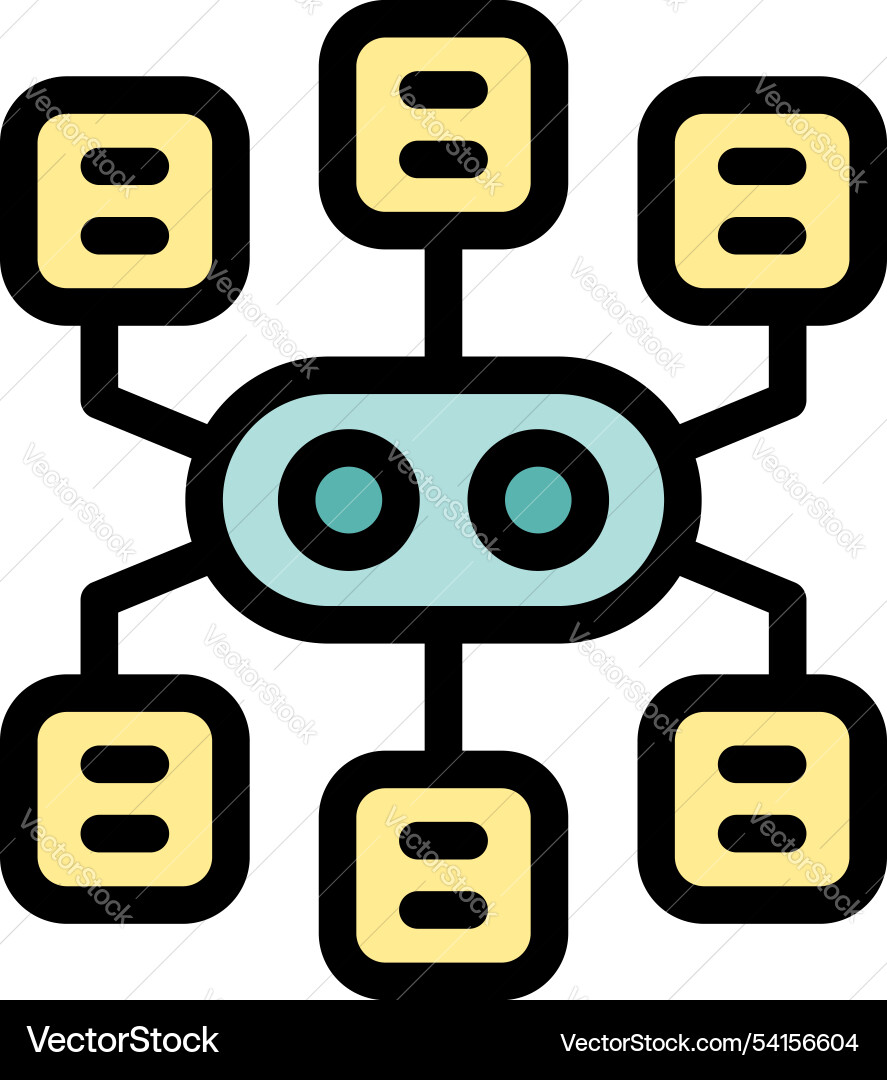 Ai core connecting multiple data servers icon Vector Image