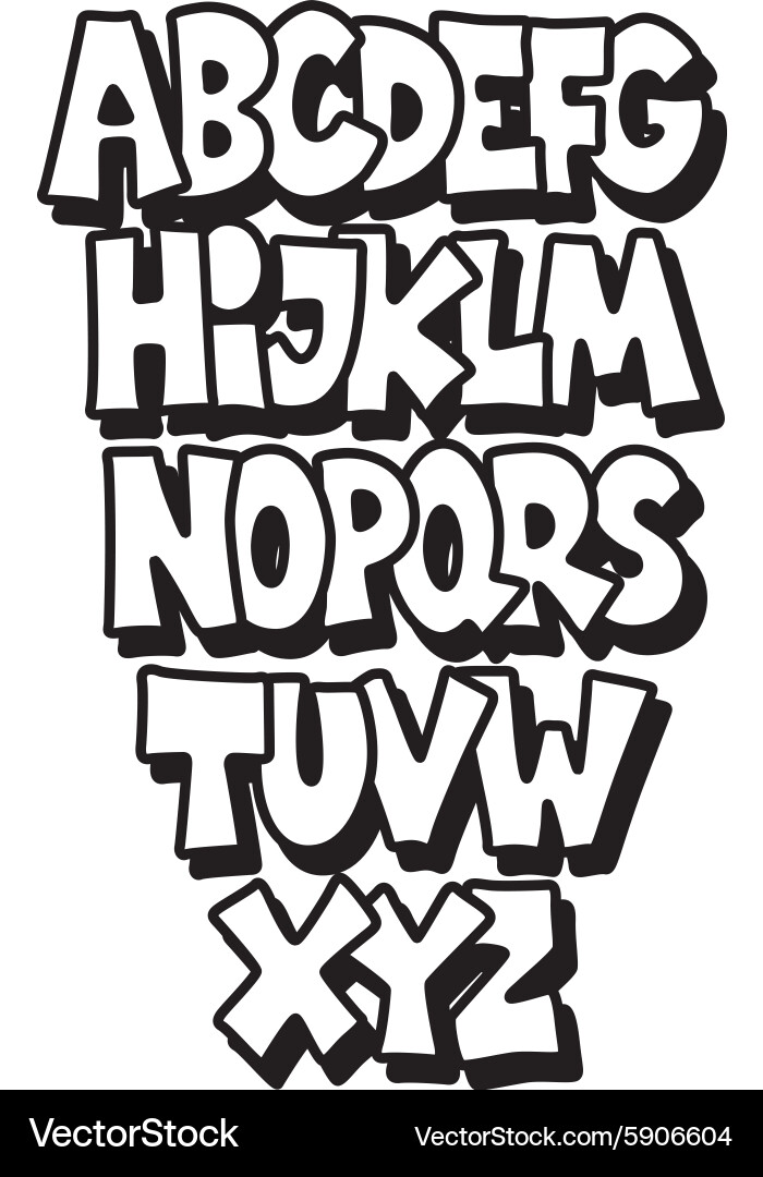 Bold Comic Graffiti Font - ABC Letters Vector Image