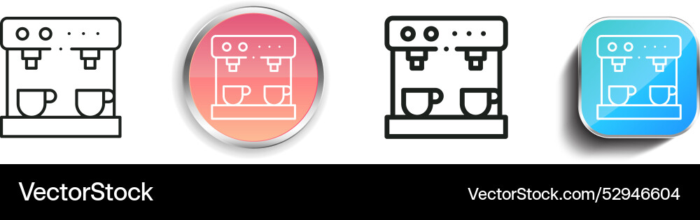 Coffee maker icon thin linear regular and button Coffee maker icon thin linear regular and button vector image