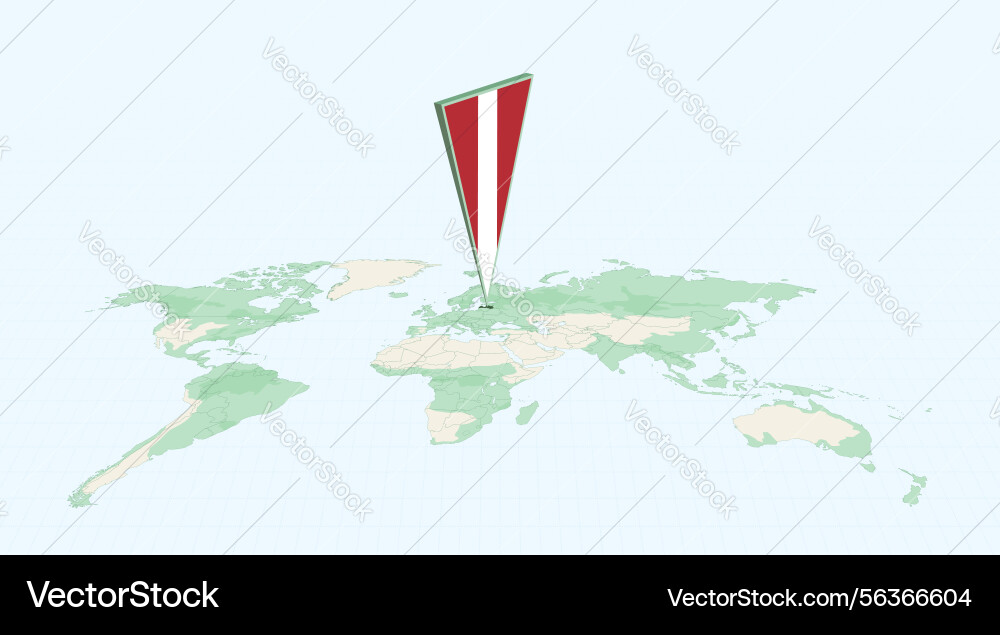Highlighted latvia on global map with 3d flag vector image