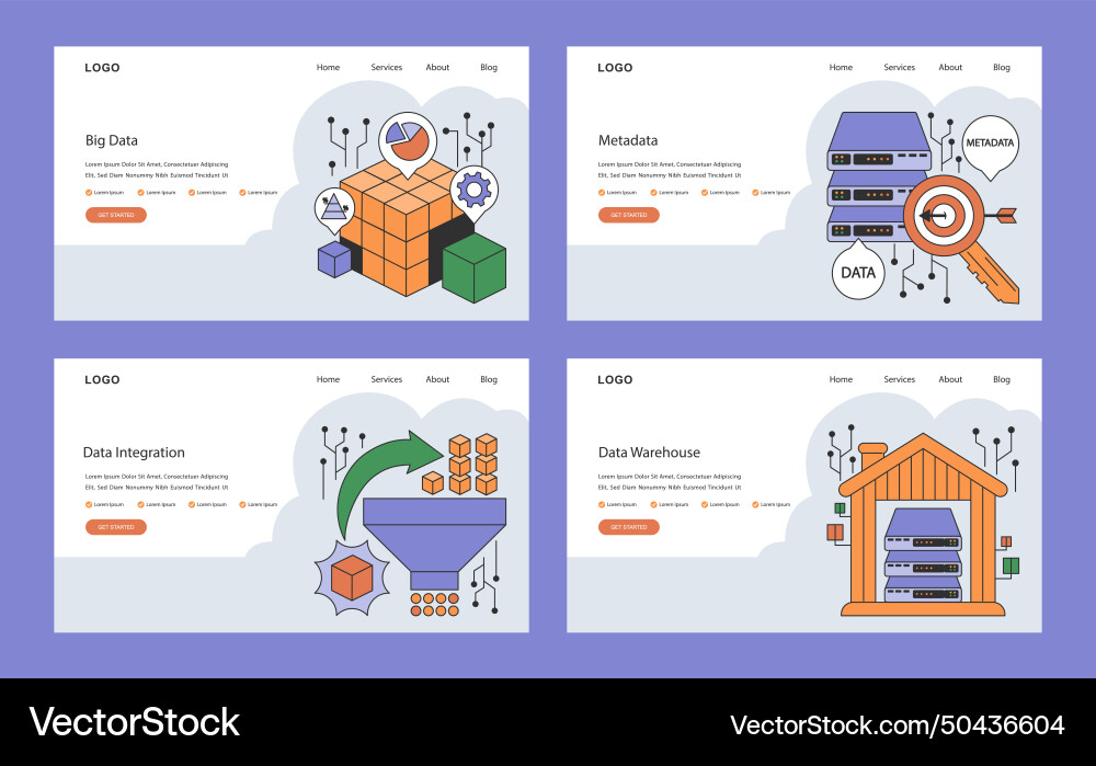 Information management web or landing set data Information management web or landing set data vector image