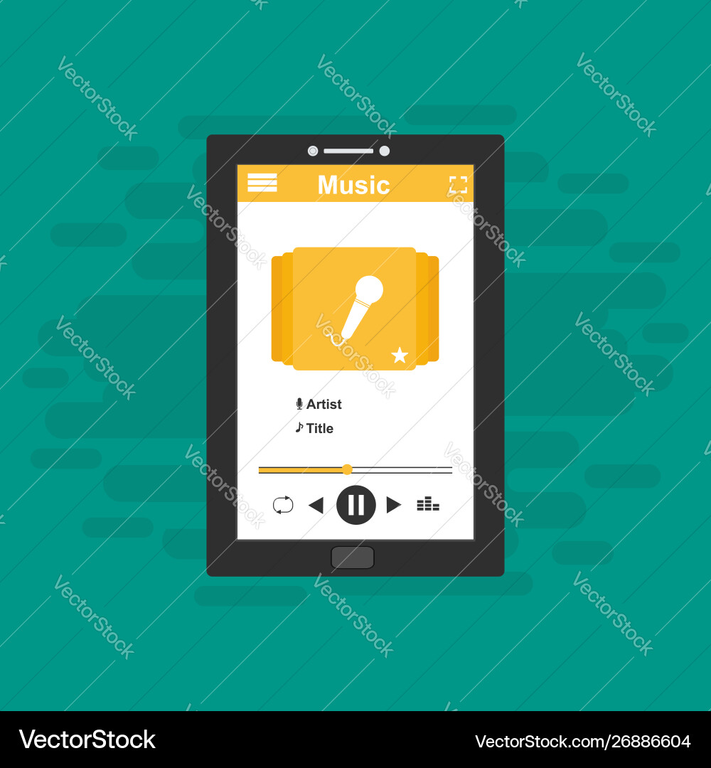 Media player application app template with flat Media player application app template with flat vector image