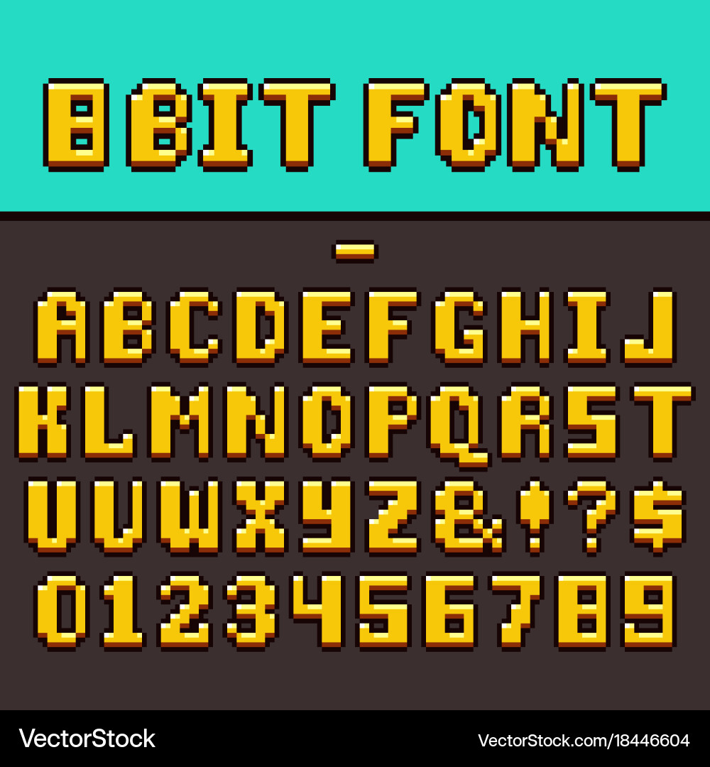 Pixel 8-Bit Game Font vector image