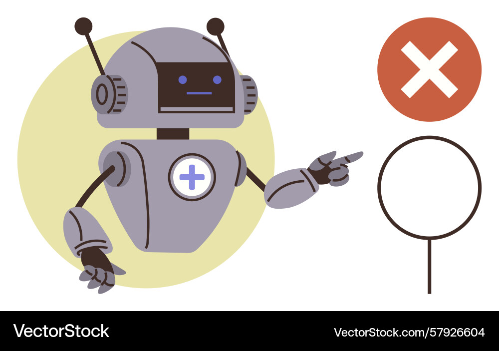 Robot assistant rejecting request with gesture Vector Image