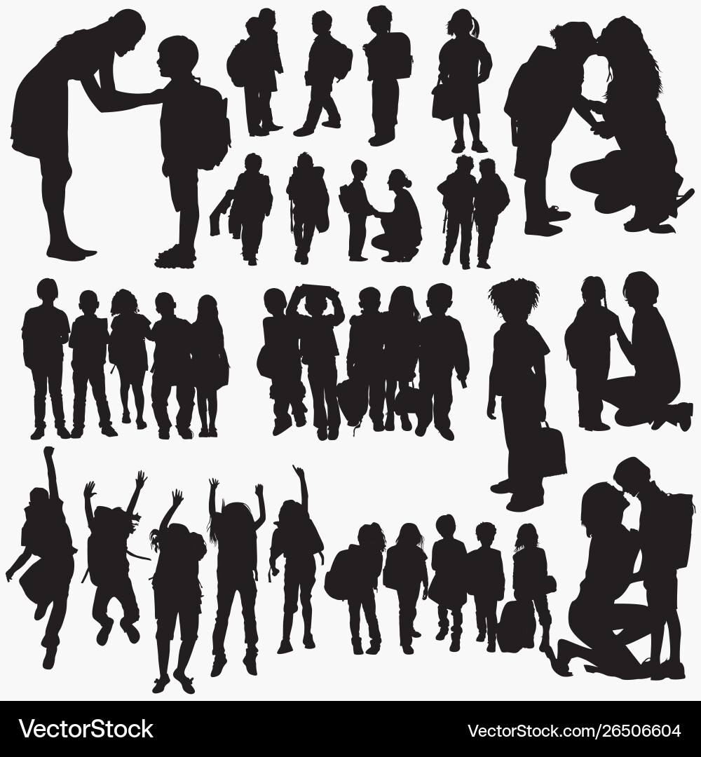 School Silhouettes - Kids & Learning vector image