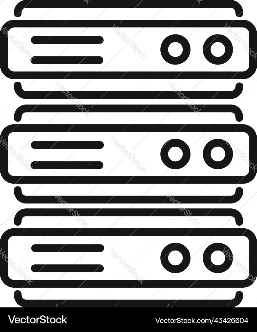 Server desktop icon outline system data Server desktop icon outline system data vector image