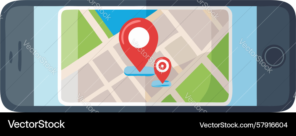 Smartphone displaying map with location modern Vector Image