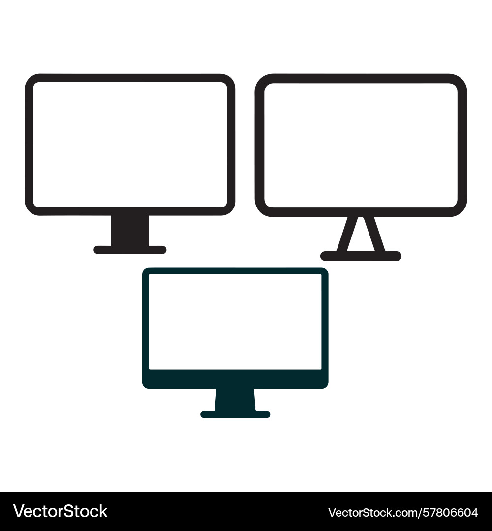 Three computer monitors displayed in a clean Vector Image