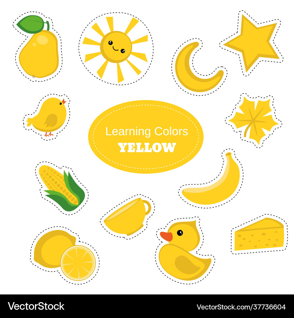 Yellow Objects Learning Set vector image
