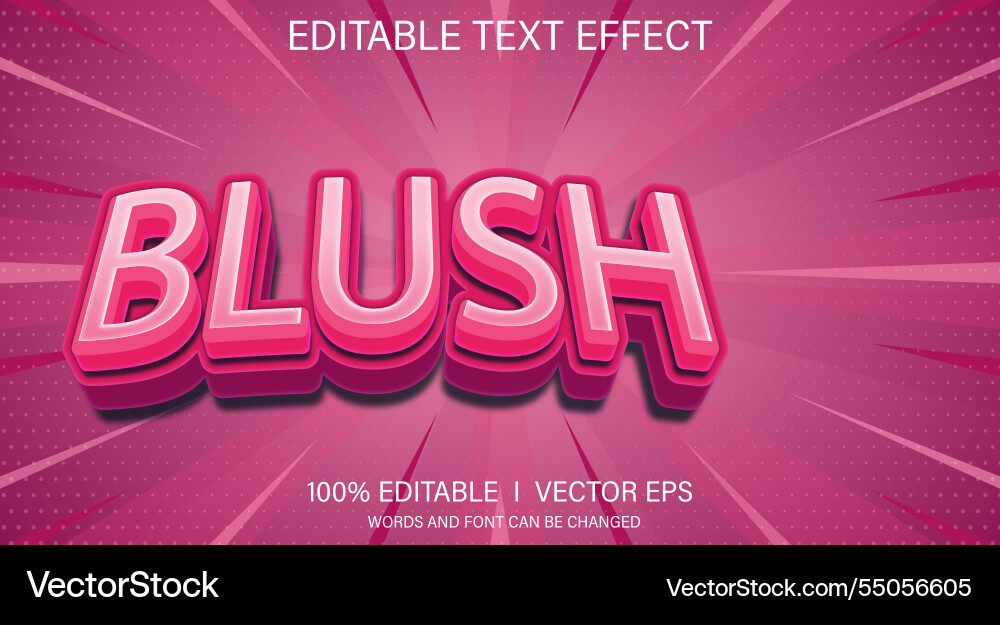 Blush text effect with modern style design Blush text effect with modern style design vector image