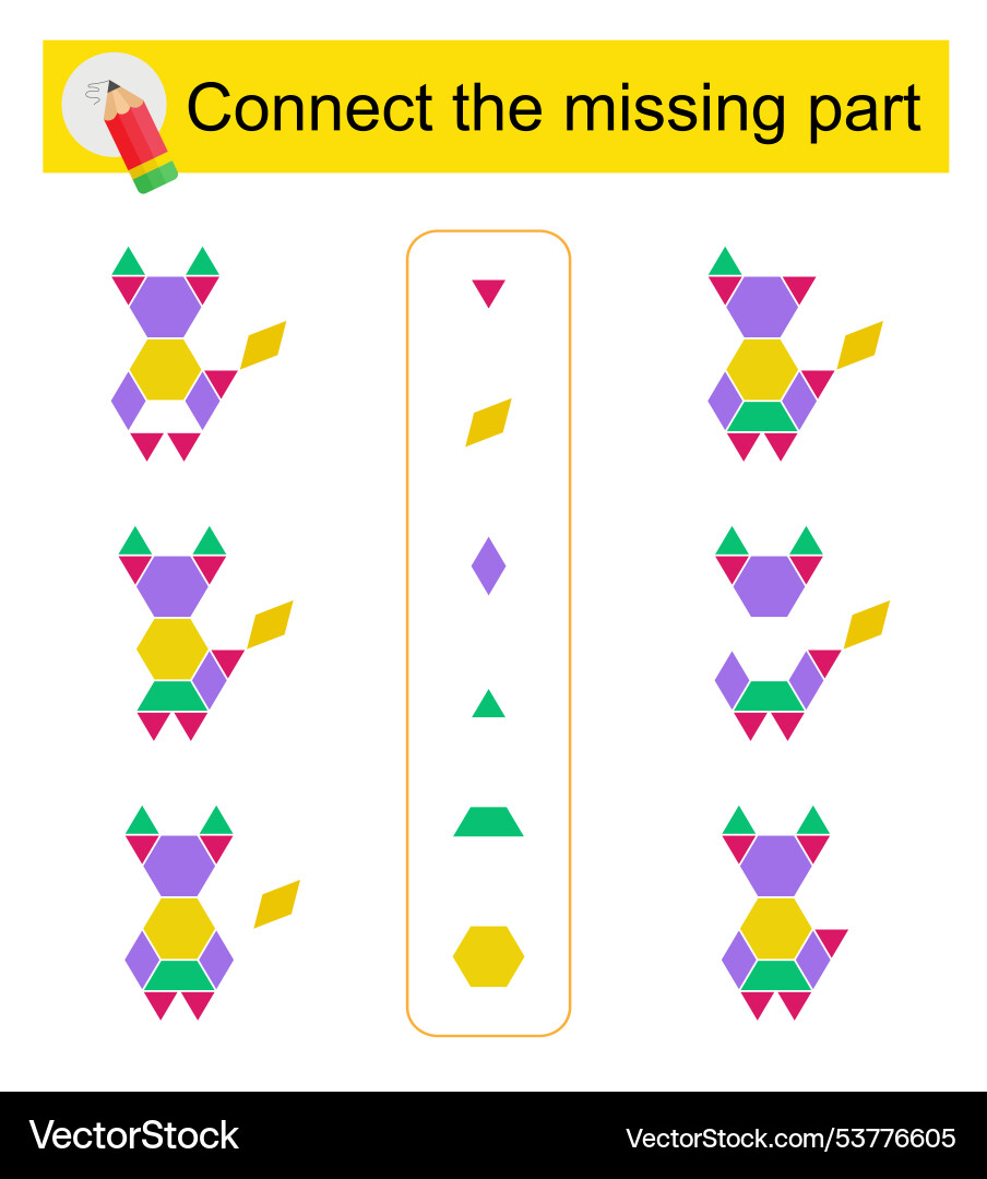 Connect the missing part attention task for kids Connect the missing part attention task for kids vector image