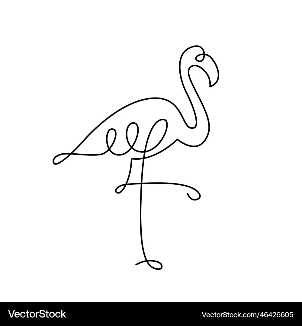 Flamingo Line Art - Single Continuous Line vector image