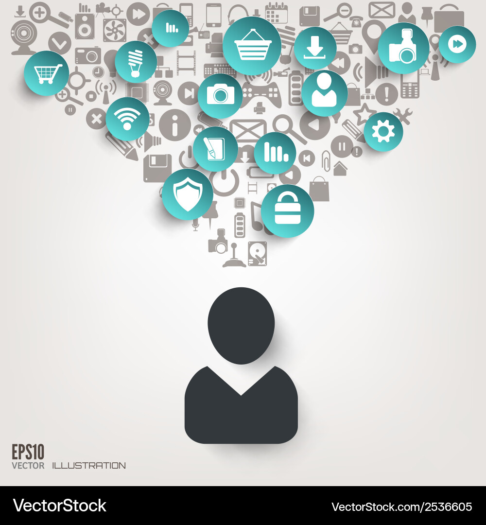 Flat abstract background with web icons interface Vector Image