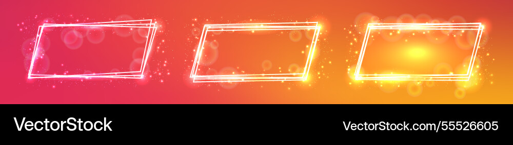 Neon rectangular frame with shining effects Neon rectangular frame with shining effects vector image