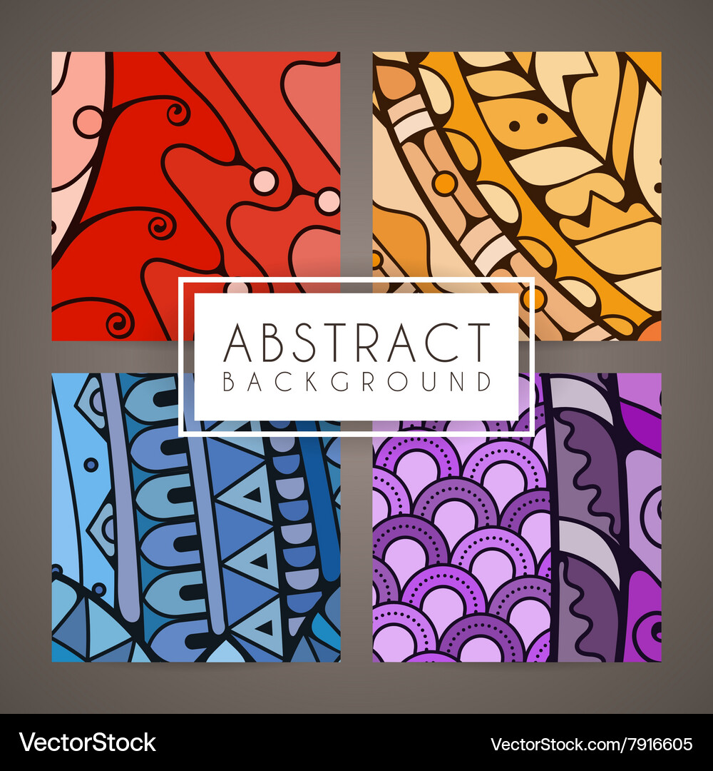 Set of four colorful intricate patterns Vector Image