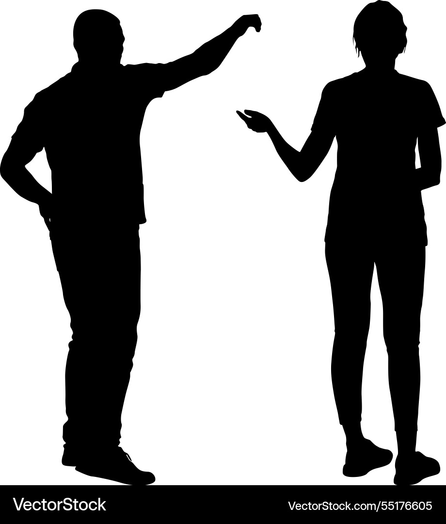Silhouette man and a woman are talking together Silhouette man and a woman are talking together vector image