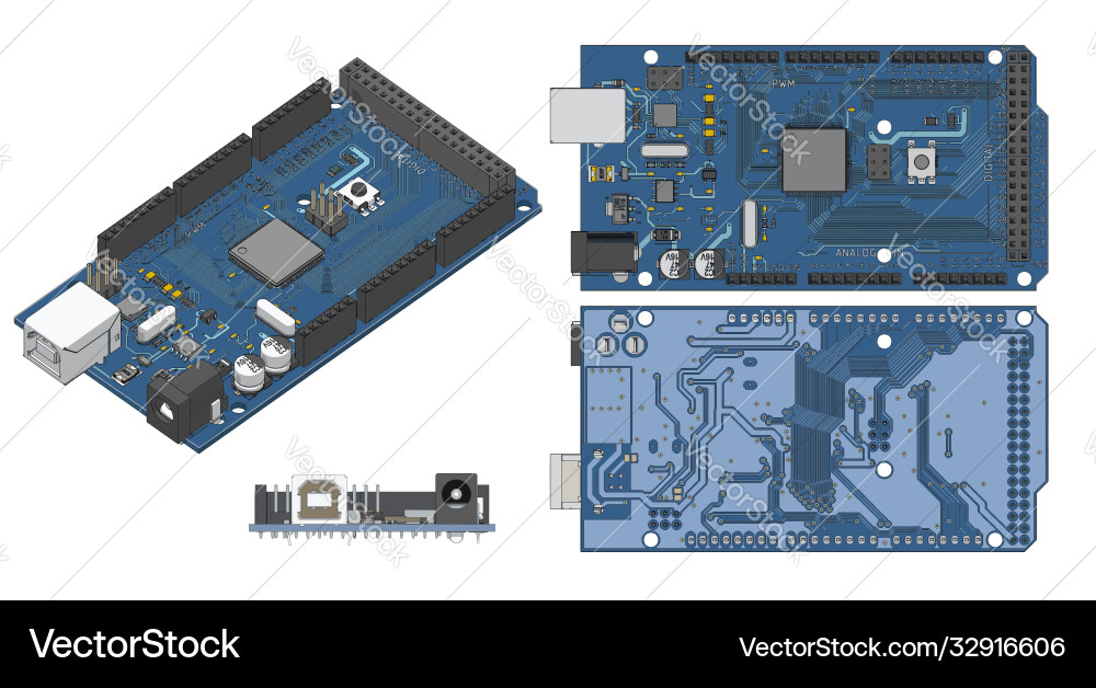 Arduino Mega Microcontroller Diagram vector image