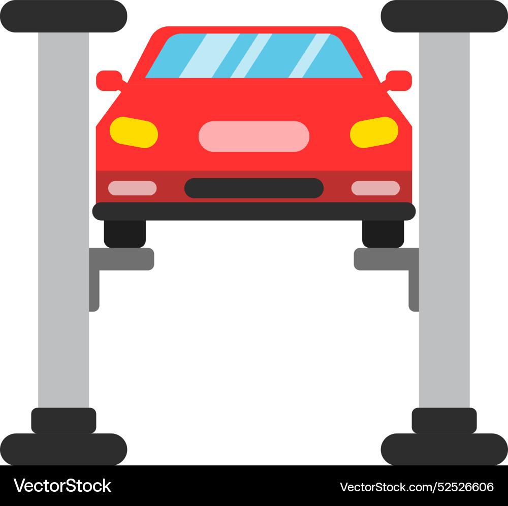 Car on garage lift professional auto repair Car on garage lift professional auto repair vector image