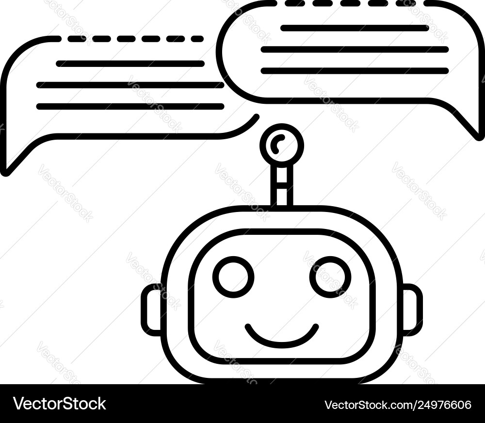 Chat bot two bubbles icon outline style Chat bot two bubbles icon outline style vector image