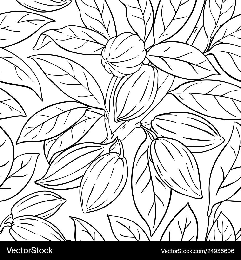 Cocoa Pod Pattern - Botanical Motif vector image
