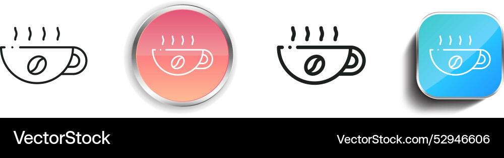 Coffee mug icon thin linear regular and button vector image