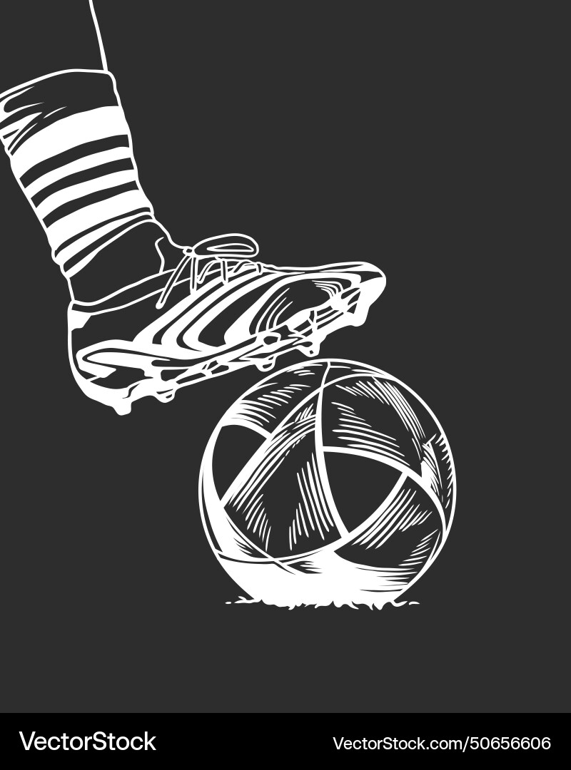 Male footballers feet are controlling the ball Male footballers feet are controlling the ball vector image