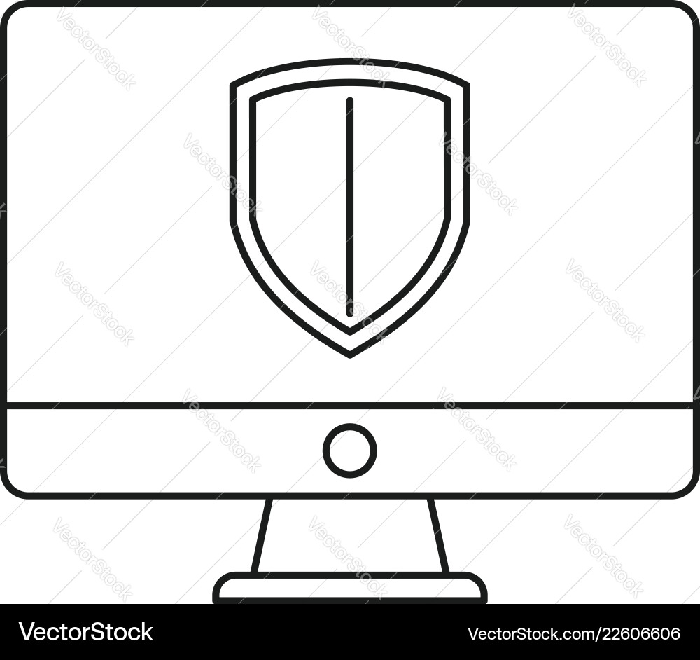 Protected computer icon outline style Protected computer icon outline style vector image