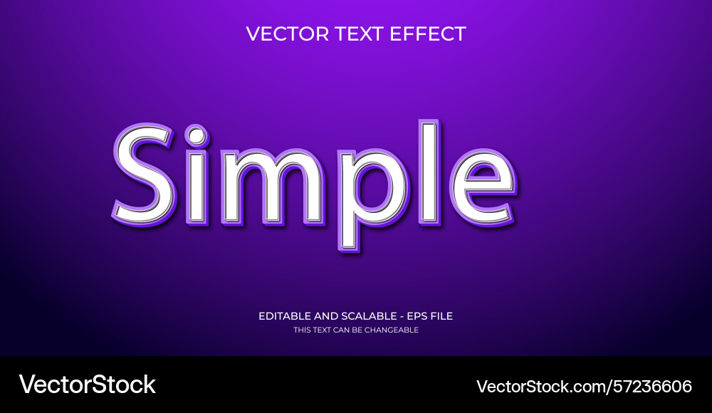 Simple 3d text effect design in purple color vector image