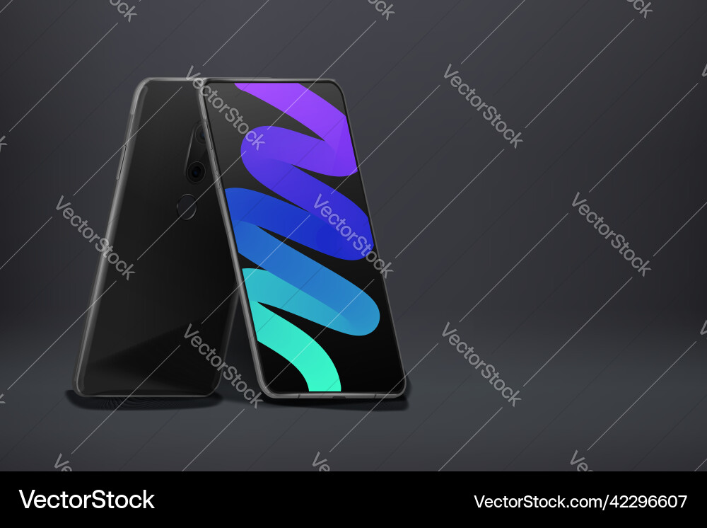 Back and front smartphone view in rotated position Back and front smartphone view in rotated position vector image