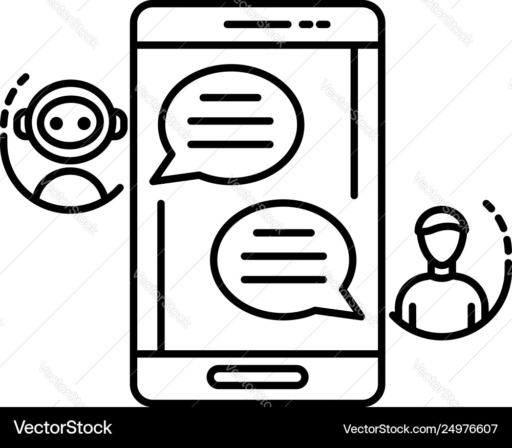 Chat bot talk smartphone icon outline style Chat bot talk smartphone icon outline style vector image
