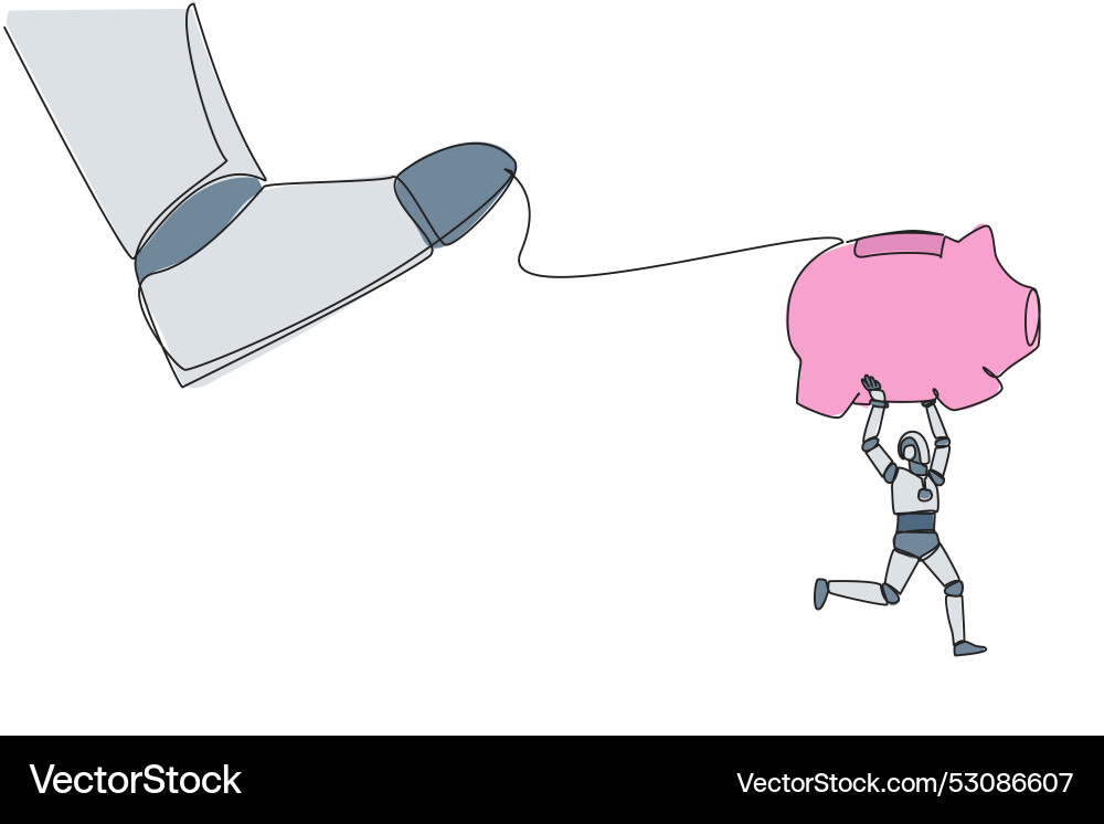 Continuous one line drawing smart robot carrying Continuous one line drawing smart robot carrying vector image