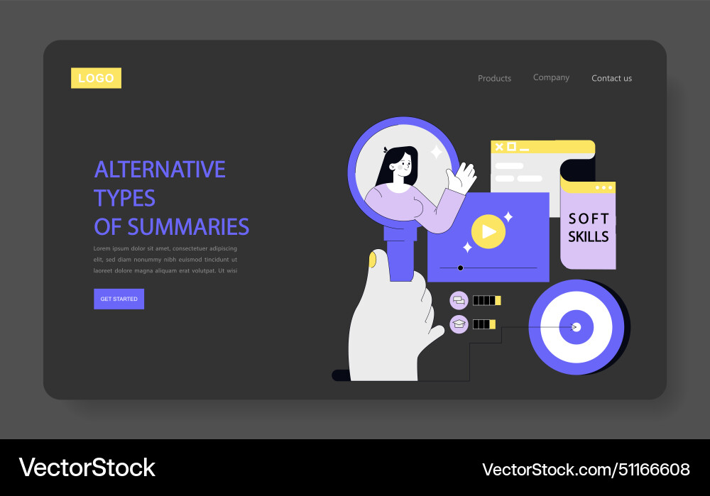 Alternative types summaries flat Vector Image
