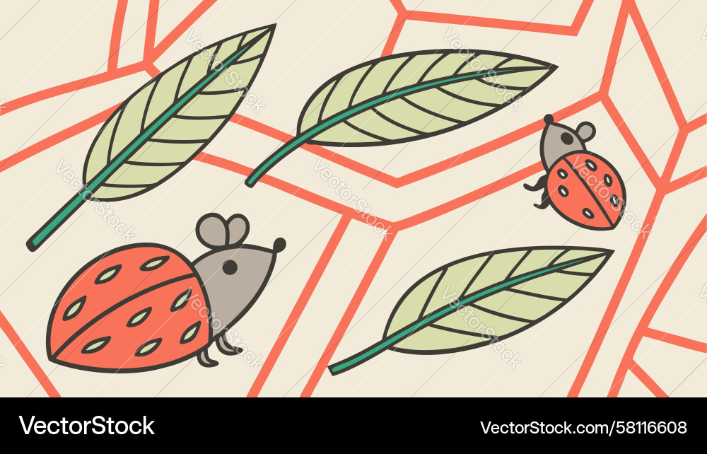 Hexagonal Ladybug Pattern Vector Image