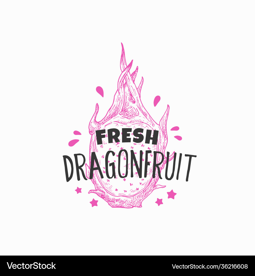 Juicy frisches Pitaya-Abzeichen oder Logo-Vorlage Juicy frisches Pitaya-Abzeichen oder Logo-Vorlage vektorbild