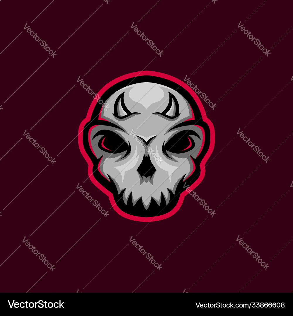 Skull mascot logo with little horn gaming m vector image