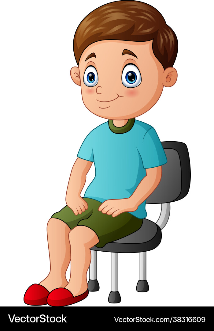 Cartoon a boy sitting on chair vector image