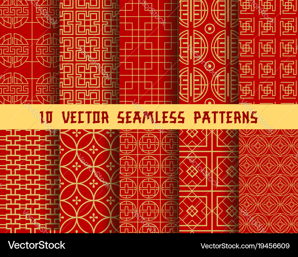 Chinese red golden asian oriental patterns Vector Image
