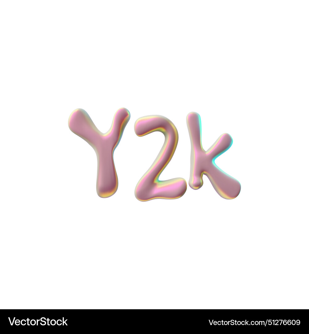 Chrome y2k font on isolated vector image